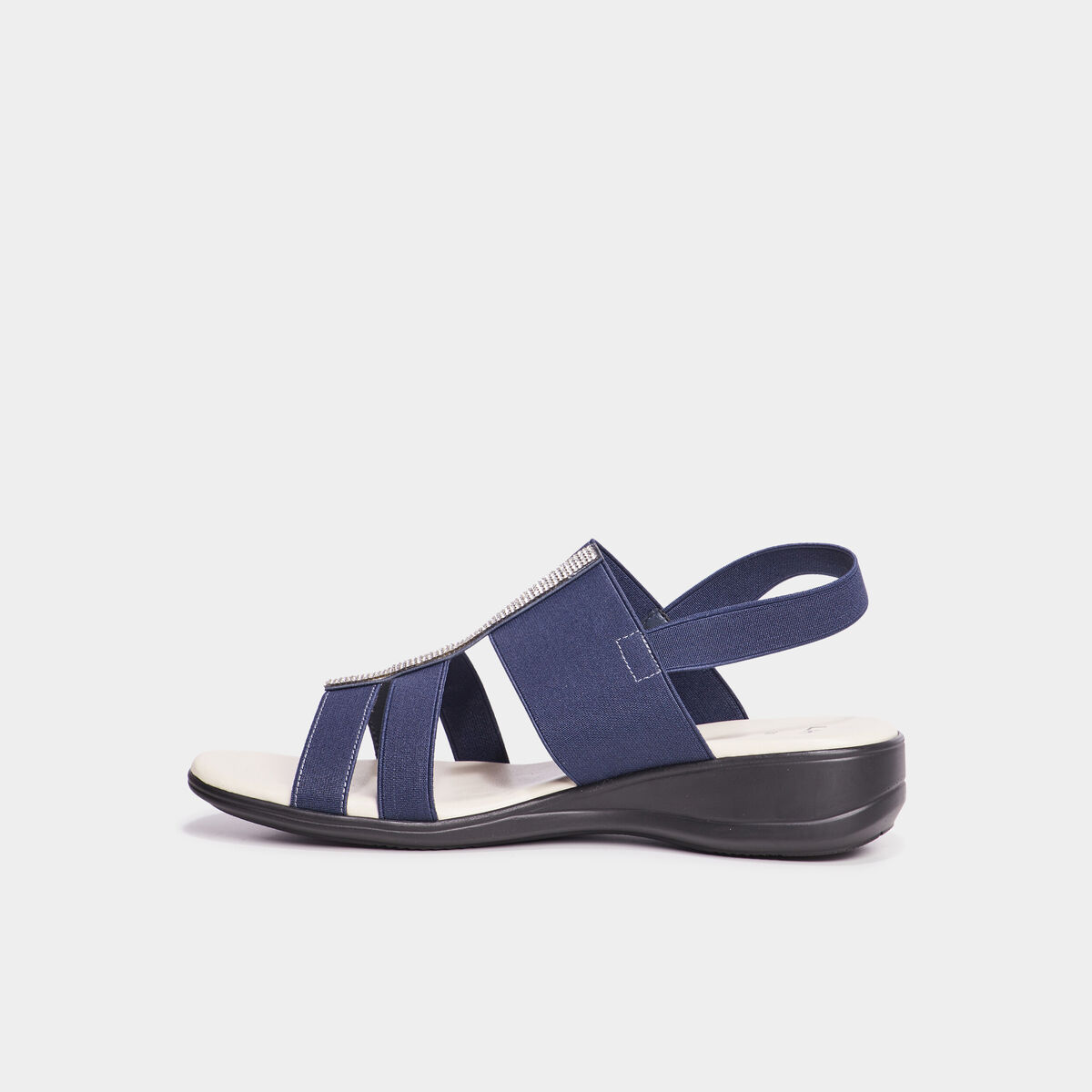 Sandales talons compens&eacute;s bleu marine femme