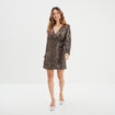 Robe portefeuille noeud et sequins terracotta femme