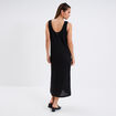 Robe midi effet crochet bretelles larges noir femme