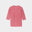 Robe pull torsades fils métallisés vieux rose bébé fille