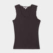 Débardeur coton bords dentelle gris foncé femme