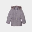 Doudoune capuche fausse fourrure gris clair femme grande taille