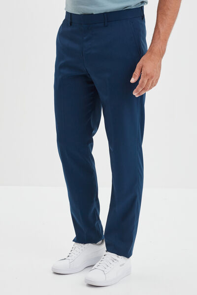 Pantalon droit avec pinces bleu electrique homme