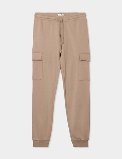 Pantalon jogging cargo poches latérales taupe homme