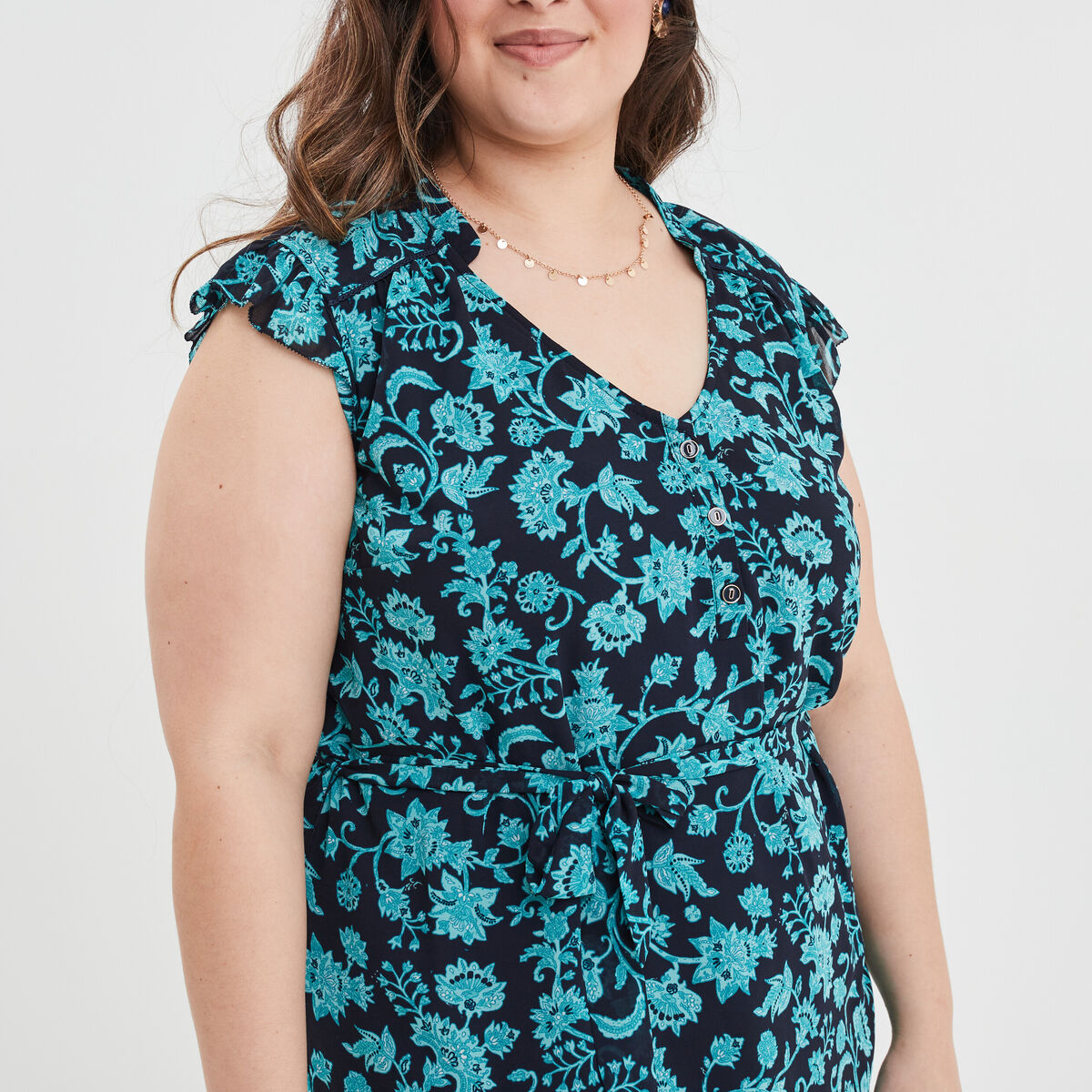 Robe droite sans manches bleu marine femme grande taille