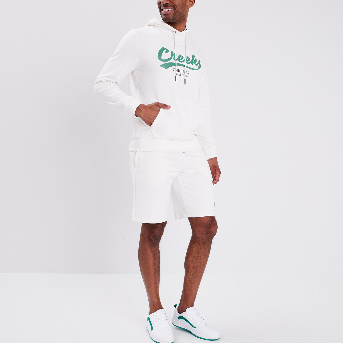 Sweat à capuche hoodie Creeks ivoire homme