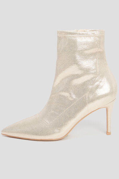 Bottines bouts pointus talons aiguilles jaune or femme