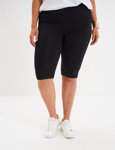 Short legging cycliste coton noir femme grande taille