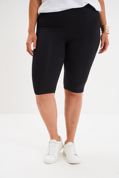 Short legging cycliste coton noir femme grande taille