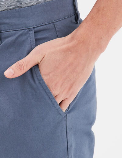 Pantalon chino droit stretch retroussé bleu gris homme