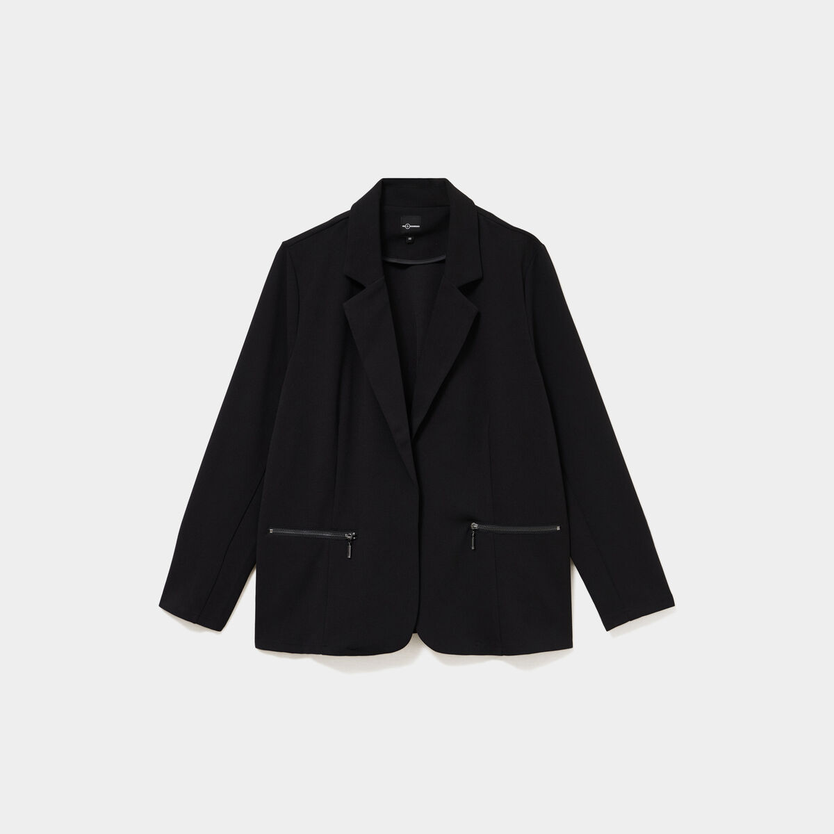 Blazer avec poches zipp&eacute;es noir femme grande taille