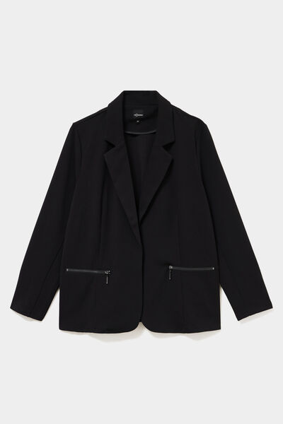 Blazer avec poches zipp&eacute;es noir femme grande taille