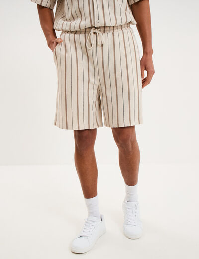Bermuda droit coton beige homme