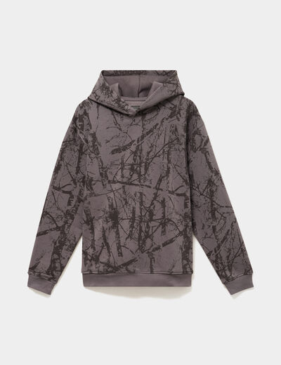 Sweat hoodie &agrave; capuche molleton taupe homme