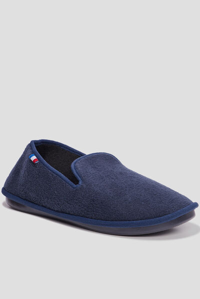 Chaussons façon charentaises bleu marine homme