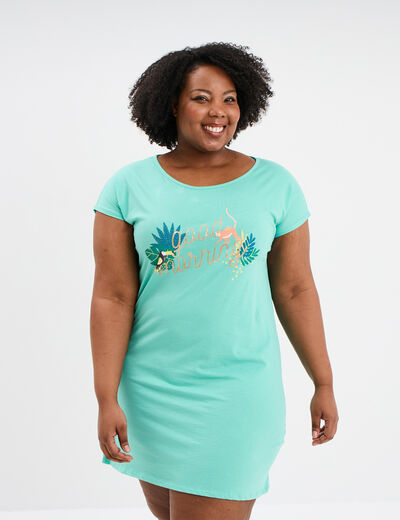 Chemise de nuit courte bleu turquoise femme grande taille