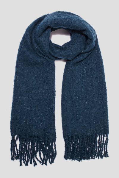 Écharpe avec franges bleu canard femme