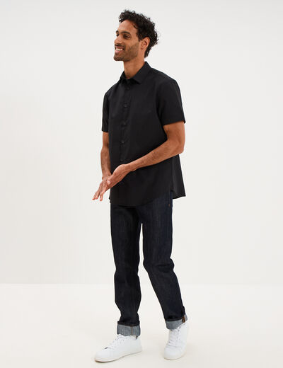 Chemise droite manches courtes noir homme