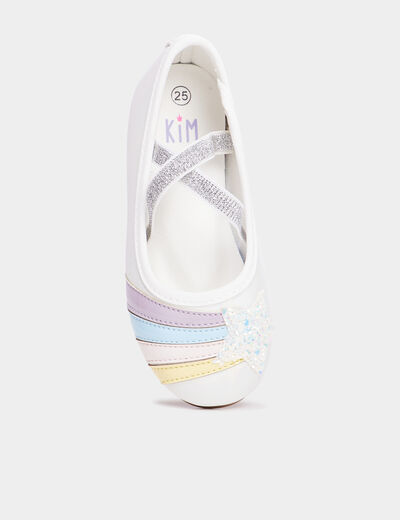 Ballerines à paillettes blanc fille