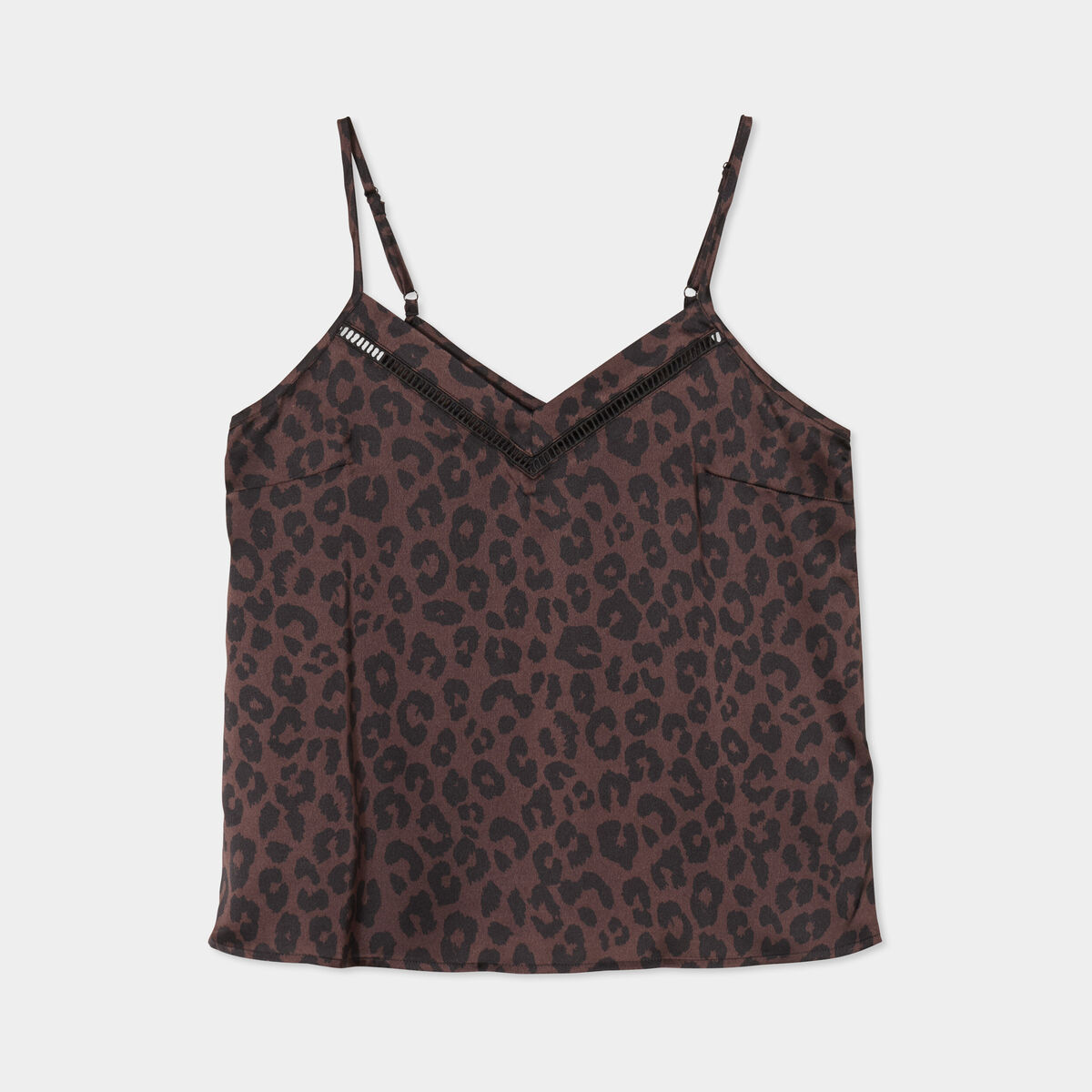 Caraco effet satin marron foncé femme
