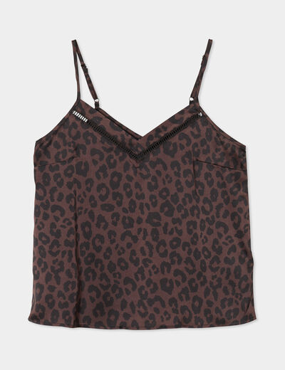 Caraco effet satin marron foncé femme