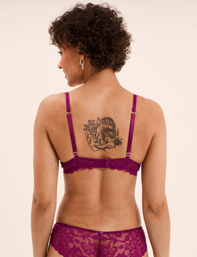 Soutien-gorge maxi push up dentelle violet fonc&eacute; femme