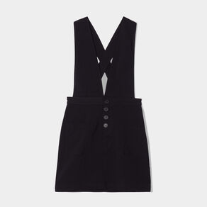 Robe chasuble courte bretelles larges noir femme