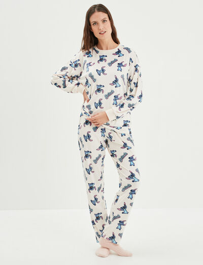 Coffret pyjama effet polaire Stitch rose clair femme