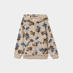 Sweat zipp&eacute; &agrave; capuche molleton imprim&eacute; beige gar&ccedil;on