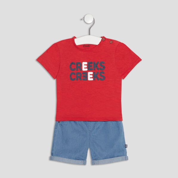 ensemble 2 pieces creeks rouge bebeg Ensemble 2 pièces Creeks rouge bébé garçon