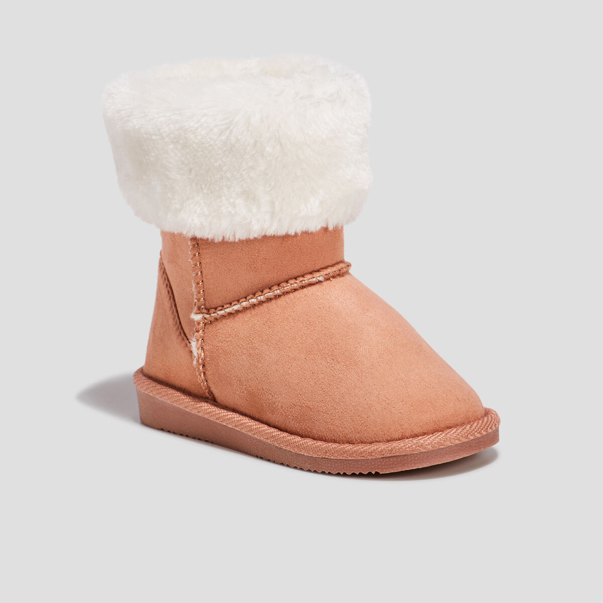 Bottines fourr&eacute;es bout rond camel fille