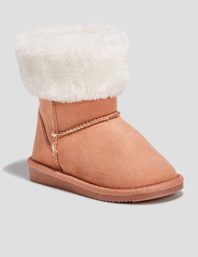 Bottines fourrées bout rond camel fille