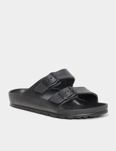 Mules de plage avec boucles noir femme