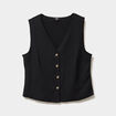 Veston sans manches et col en V noir femme