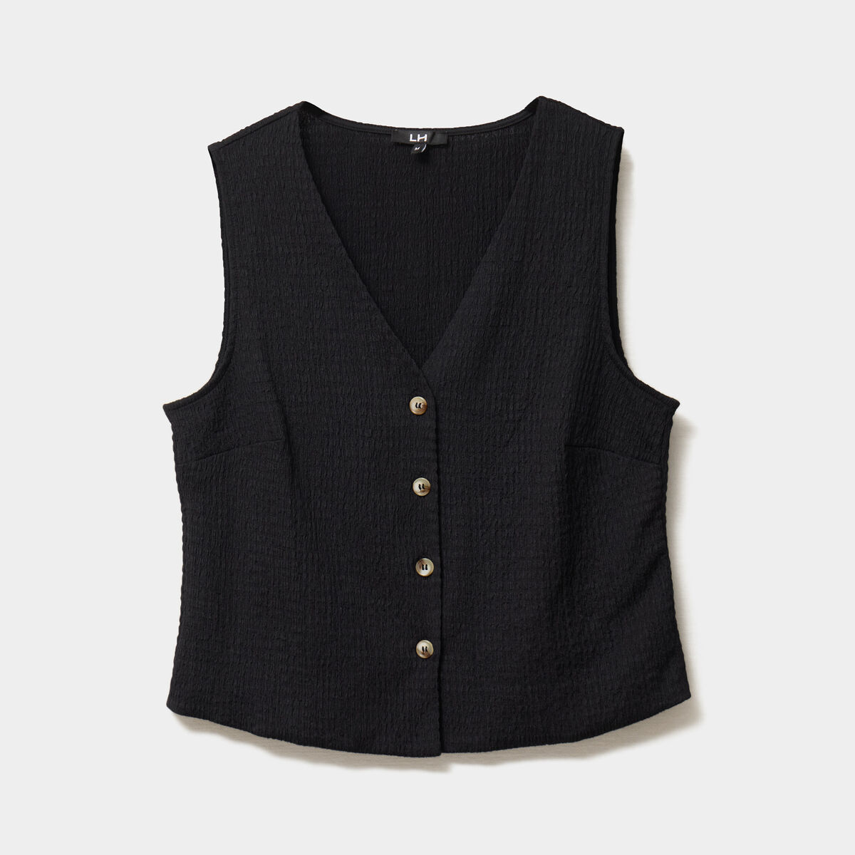 Veston sans manches et col en V noir femme