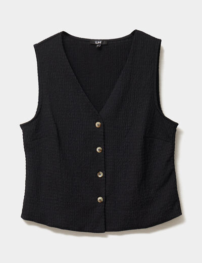 Veston sans manches et col en V noir femme