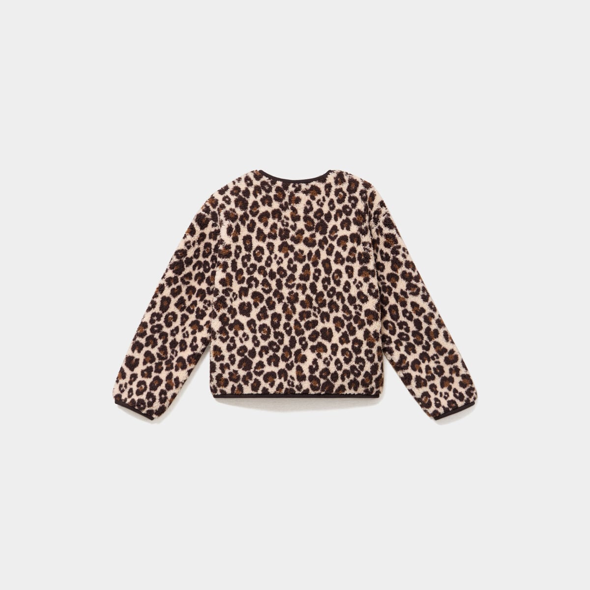 Veste sherpa boutonn&eacute;e col rond beige fille