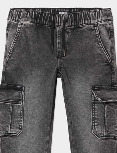 Jeans battle bas resserré denim noir garçon