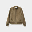 Blouson col biker en su&eacute;dine zipp&eacute; vert kaki homme