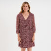 Robe manches longues col cache-coeur bordeaux femme