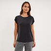 T-shirt manches courtes coupe droite noir femme