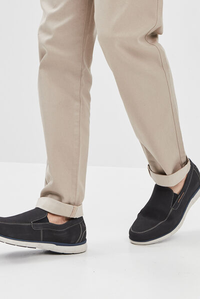 Loafers en cuir bleu marine homme