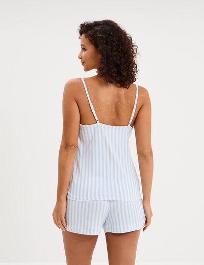 Ensemble pyjama short et d&eacute;bardeur blanc femme