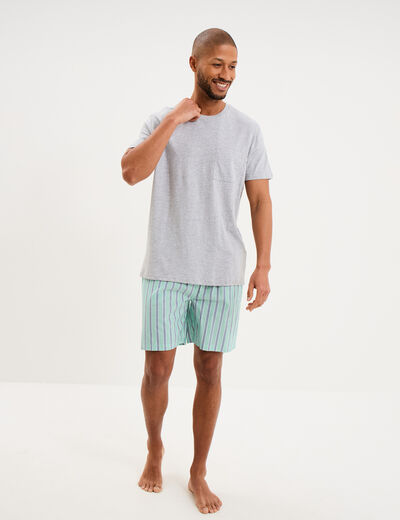 Ensemble pyjama short et t-shirt coton gris clair homme