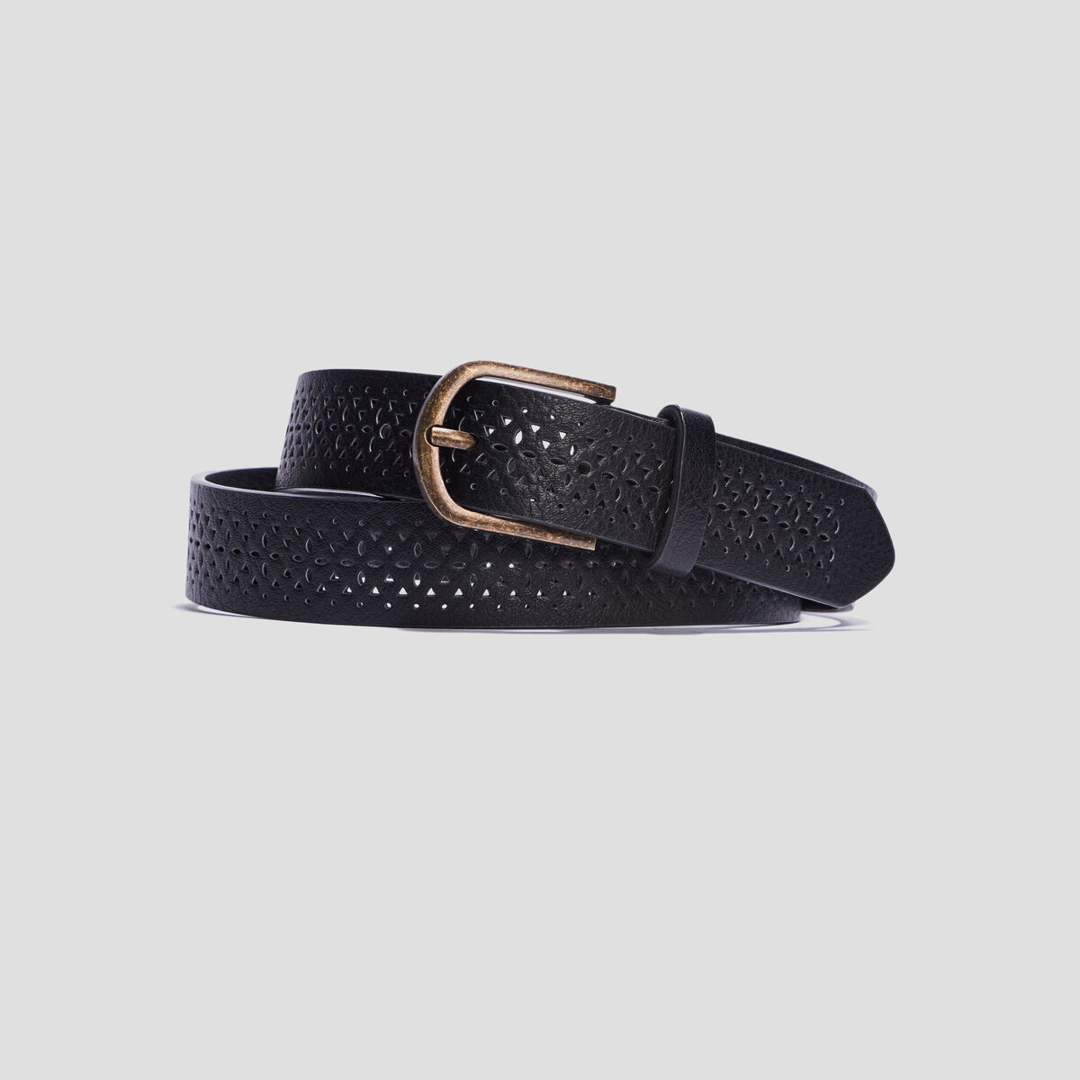 Ceinture perfor&eacute;e noir femme