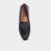 Mocassins compens&eacute;s confort cuir noir femme