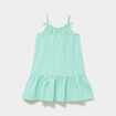 Robe courte &agrave; bretelles et volants vert fille
