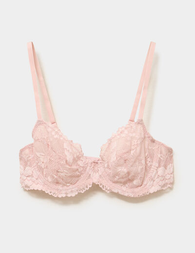 Soutien-gorge embo&icirc;tant dentelle rose clair femme