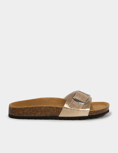 Mules avec boucles jaune or femme