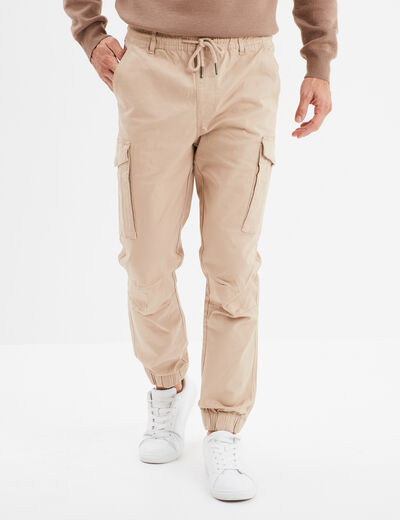 Pantalon cargo slim beige homme